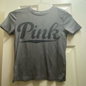 Pink Victoria's secret grey short sleeve shirt